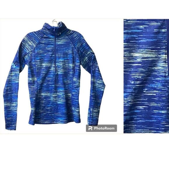 Under Armour Jacket Women Small ColdGear Cozy Cyber Blue Sporty Fitness Running - Picture 1 of 13